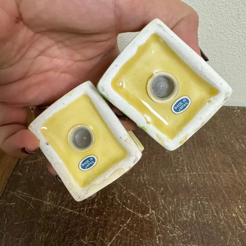 Vintage JAPAN antique telephone kitsch floral salt pepper shakers‎